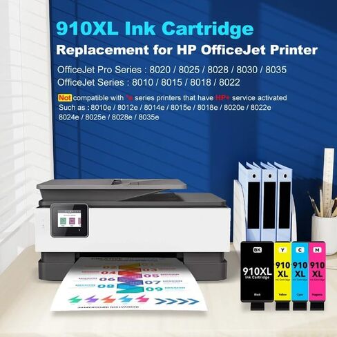 910XL Ink Cartridges Combo Pack Compatible for HP 910 910XL 910 XL Ink Cartridges for HP Printers Black and Color Work with HP OfficeJet Pro 8010 8020 8025 8028 8028 8035 8015 8018 Printer (4 Pack) in Kuwait