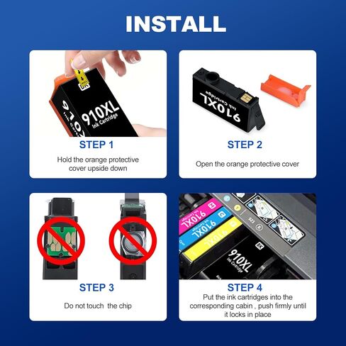 910XL Ink Cartridges Combo Pack Compatible for HP 910 910XL 910 XL Ink Cartridges for HP Printers Black and Color Work with HP OfficeJet Pro 8010 8020 8025 8028 8028 8035 8015 8018 Printer (4 Pack) in Kuwait