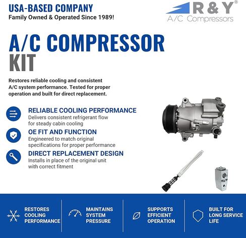 طقم ضاغط تكييف الهواء والقابض من RYC KT EA76-01 (يناسب شيفروليه كروز 1.8L 2012، 2013، 2014، 2015؛ يناسب شيفروليه كروز المحدودة 1.8L 2016) in Kuwait
