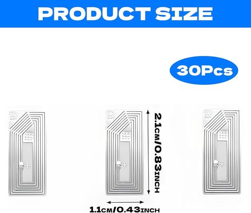 30 Pcs NFC Tags Sticker 0.83"×0.43" Programmable Rewritable Ntag213 NFC RFID Stickers Labels 137 Bytes Memory Adhesive Compatible with All NFC-Enabled in Saudi Arabia