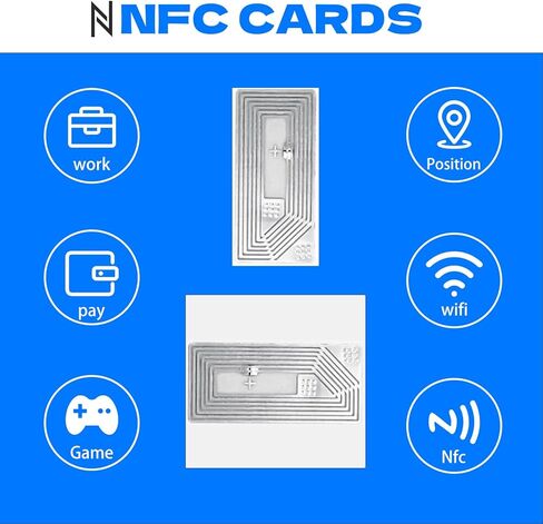 30 Pcs NFC Tags Sticker 0.83"×0.43" Programmable Rewritable Ntag213 NFC RFID Stickers Labels 137 Bytes Memory Adhesive Compatible with All NFC-Enabled in Saudi Arabia