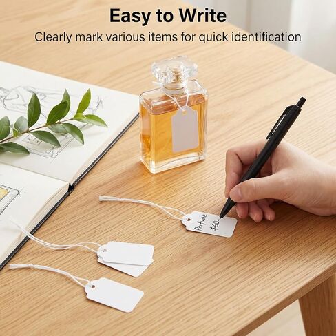 Amabro 700 Pcs Pre-Strung Price Tags with String, Writable Blank Paper Gift Small Mini Label Tags for Pricing Jewelry Yard Clothes Garage Merchandise Marking Wrapping(1.02 * 0.5 inch) in Kuwait