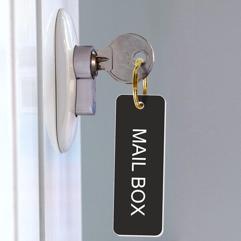SmartSign سلسلة مفاتيح سوداء محفورة على الوجهين لصندوق البريد | بطاقة مفاتيح بلاستيكية مقاس 1.75 × 5 بوصة مع حلقة نحاسية، صُنعت في الولايات المتحدة الأمريكية in Kuwait