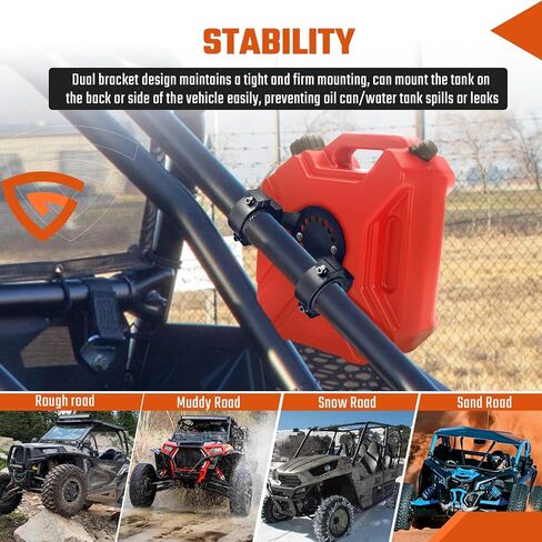 Upgraded UTV ATV Gas Can Mount, Water Tank Oil Can Holder Gasoline Pack Fuel Container Mounting Bracket for Polaris RZR Ranger Can-Am Maverick Defender krx Talon Pioneer with 1-2" Roll Bar in Saudi Arabia