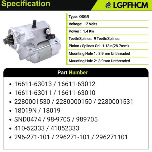 12V 1.4KW 9T 16611-63013 كاتب متوافق مع Bobcat Excavator 428 425 Skid Steer 553F عجلة جرار B200 لمحرك Kubota D722 D902 D950 D1105 V1305 V1505 لشاحنة رفع Ausa لجزازات تورو in Kuwait