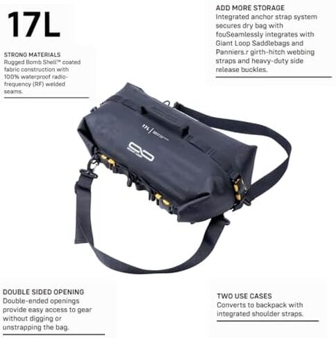 Giant Loop Coyote Saddlebag (39L) & Rogue Dry Bag (17L) Bundle, Water-Resistant Motorcycle Storage, Fits Any Motorcycle Make & Model (Black) in Saudi Arabia