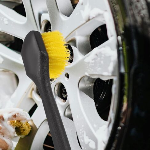 Long Handle Car Tire Brush with Heavy Duty Stiff Bristles for Wheel and Rim Cleaning Ergonomic Grip Car Wash Detailing Tool in Saudi Arabia