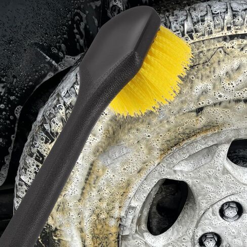 Long Handle Car Tire Brush with Heavy Duty Stiff Bristles for Wheel and Rim Cleaning Ergonomic Grip Car Wash Detailing Tool in Saudi Arabia