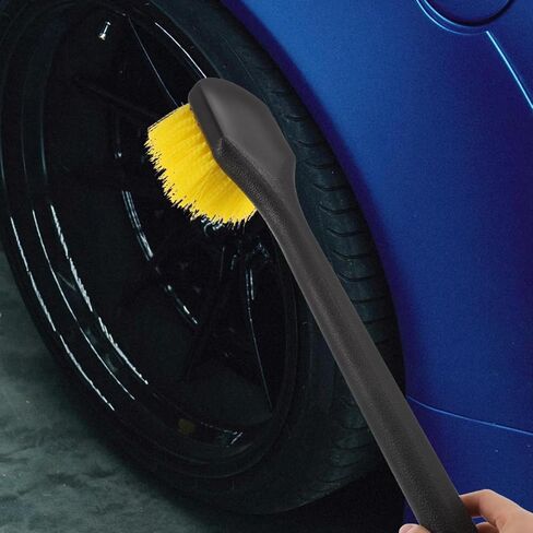 Long Handle Car Tire Brush with Heavy Duty Stiff Bristles for Wheel and Rim Cleaning Ergonomic Grip Car Wash Detailing Tool in Saudi Arabia