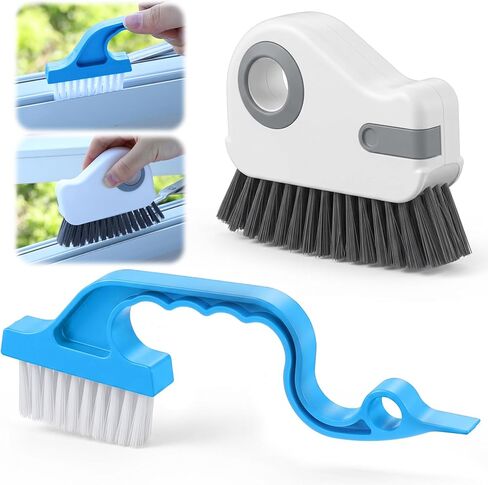2 Pcs Window Track Cleaner Brush, Window Sill Cleaner Tool with Scraper, Multifunctional Hard Bristle Grip Brush for Sliding Door Track, Windows Sill, Windows Seal in Kuwait