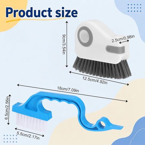 2 Pcs Window Track Cleaner Brush, Window Sill Cleaner Tool with Scraper, Multifunctional Hard Bristle Grip Brush for Sliding Door Track, Windows Sill, Windows Seal in Kuwait