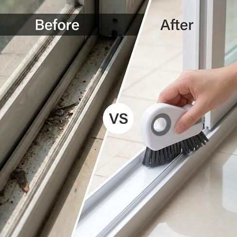 2 Pcs Window Track Cleaner Brush, Window Sill Cleaner Tool with Scraper, Multifunctional Hard Bristle Grip Brush for Sliding Door Track, Windows Sill, Windows Seal in Kuwait