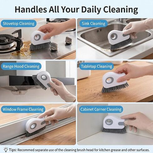 2 Pcs Window Track Cleaner Brush, Window Sill Cleaner Tool with Scraper, Multifunctional Hard Bristle Grip Brush for Sliding Door Track, Windows Sill, Windows Seal in Kuwait