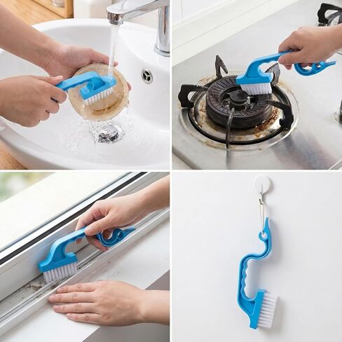 2 Pcs Window Track Cleaner Brush, Window Sill Cleaner Tool with Scraper, Multifunctional Hard Bristle Grip Brush for Sliding Door Track, Windows Sill, Windows Seal in Kuwait