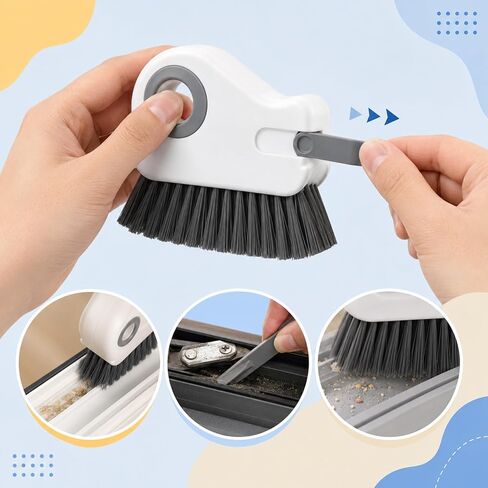2 Pcs Window Track Cleaner Brush, Window Sill Cleaner Tool with Scraper, Multifunctional Hard Bristle Grip Brush for Sliding Door Track, Windows Sill, Windows Seal in Kuwait