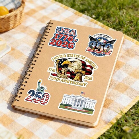 50pcs United States 250 Stickers,250th Anniversary Merchandise Pride Vinyl Decal 250 Anniversary USA Stickers for Water Bottles, Laptop, Bumper, Party Decorations in Saudi Arabia