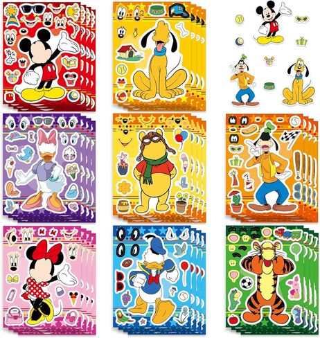 24 Sheets Toy Cartoon Story Sticker Cute Cartoon Charaters Make Your Own Sticker, Make a Face Stickers Party Favors Activities Teens Gifts (Toy Cartoon Story) in Saudi Arabia
