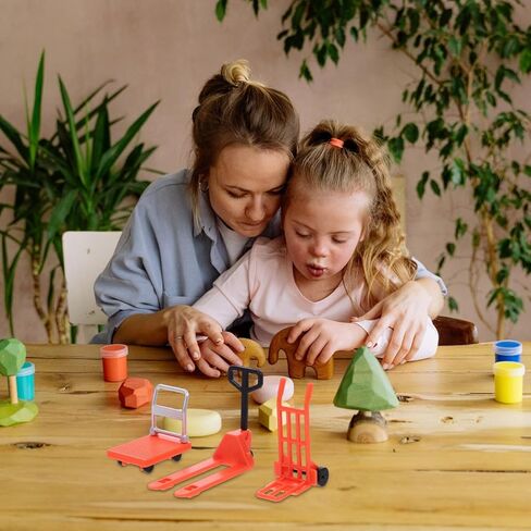 VICASKY Mini Forklift Toy for Desk Jack Stands Miniature Construction Set - Hand Trolley, Forklift, Platform Cart Educational Traffic Simulation Kids, Orange, 1.18 * 0.82inch Stand Accessory in Kuwait