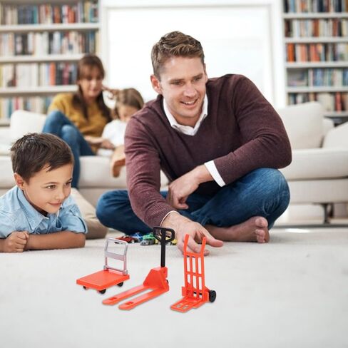 VICASKY Mini Forklift Toy for Desk Jack Stands Miniature Construction Set - Hand Trolley, Forklift, Platform Cart Educational Traffic Simulation Kids, Orange, 1.18 * 0.82inch Stand Accessory in Kuwait