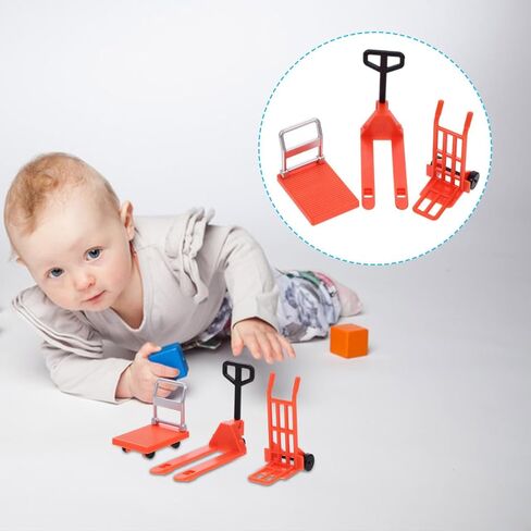 VICASKY Mini Forklift Toy for Desk Jack Stands Miniature Construction Set - Hand Trolley, Forklift, Platform Cart Educational Traffic Simulation Kids, Orange, 1.18 * 0.82inch Stand Accessory in Kuwait
