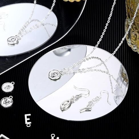 Yinkin 8 Sets/ 208 Pieces Mixed Alphabet Charms Round Letter Pendants A-Z Initial Letter Metal Charms for Jewelry Making and DIY Crafting(Ancient Silver) in Kuwait