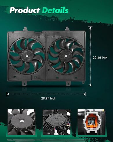 مجموعة مروحة مكثف المبرد المزدوج SCITOO متوافقة مع 2008-2013 لنيسان لـ Rogue 2.5L 2014-2015 لنيسان لـ Rogue Select 2.5L؛ استبدال 621161 in Kuwait