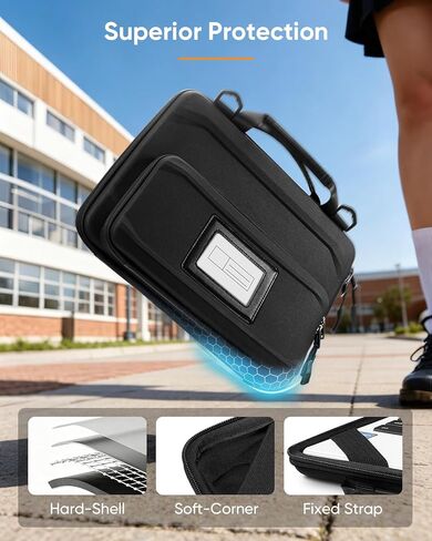 حافظة Fintie MacBook Neo Sleeve، حقيبة حمل واقية مقاس 13 بوصة مع مقبض، حزام كتف قابل للفصل مقاس 56 بوصة، جيب ملحق، فتحة لبطاقة الهوية، حقيبة مقاومة للماء ومضادة للصدمات (أسود) in Kuwait