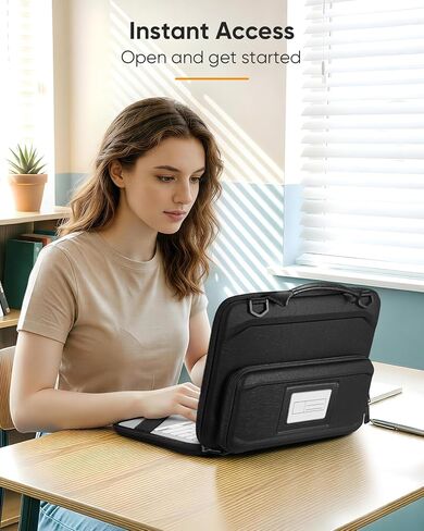 حافظة Fintie MacBook Neo Sleeve، حقيبة حمل واقية مقاس 13 بوصة مع مقبض، حزام كتف قابل للفصل مقاس 56 بوصة، جيب ملحق، فتحة لبطاقة الهوية، حقيبة مقاومة للماء ومضادة للصدمات (أسود) in Kuwait