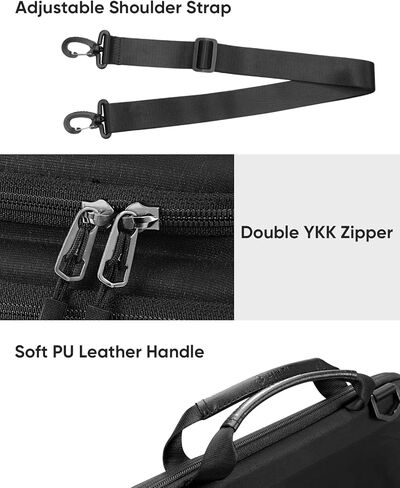 حافظة Fintie MacBook Neo Sleeve، حقيبة حمل واقية مقاس 13 بوصة مع مقبض، حزام كتف قابل للفصل مقاس 56 بوصة، جيب ملحق، فتحة لبطاقة الهوية، حقيبة مقاومة للماء ومضادة للصدمات (أسود) in Kuwait