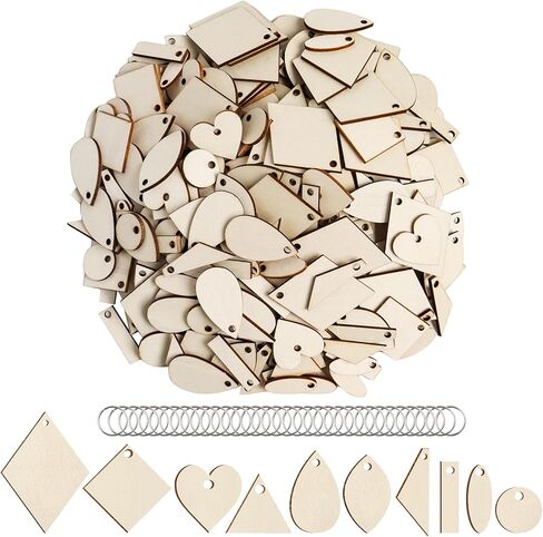 500 Pcs Unfinished Wooden Earrings 10 Styles Blank Natural Unfinished Wood Pieces for Earring Necklace Jewelry DIY Wood Earring Blanks with 500 Pcs Jump Rings in Saudi Arabia