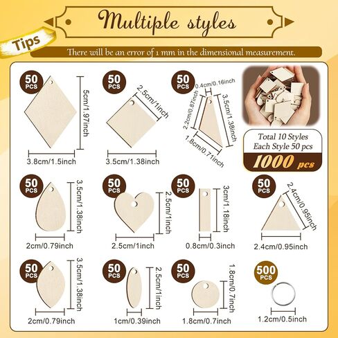 500 Pcs Unfinished Wooden Earrings 10 Styles Blank Natural Unfinished Wood Pieces for Earring Necklace Jewelry DIY Wood Earring Blanks with 500 Pcs Jump Rings in Saudi Arabia
