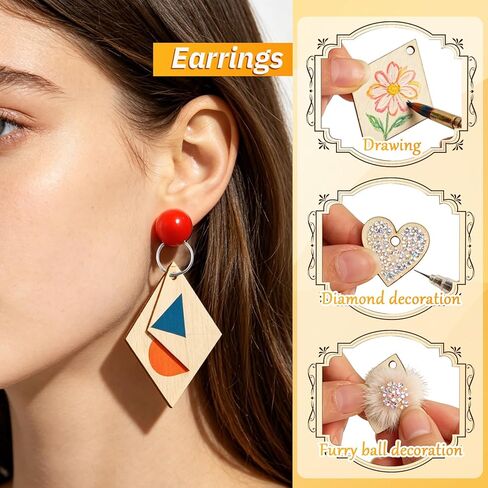 500 Pcs Unfinished Wooden Earrings 10 Styles Blank Natural Unfinished Wood Pieces for Earring Necklace Jewelry DIY Wood Earring Blanks with 500 Pcs Jump Rings in Saudi Arabia