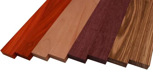 Barrington Hardwoods Imported Exotic Hardwood Variety Pack - Zebrawood, Purpleheart, Padauk, Okoume - 3/4 in x 2 in (8 Pcs) (3/4" x 2" x 24") in Saudi Arabia