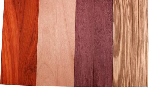 Barrington Hardwoods Imported Exotic Hardwood Variety Pack - Zebrawood, Purpleheart, Padauk, Okoume - 3/4 in x 2 in (8 Pcs) (3/4" x 2" x 24") in Saudi Arabia