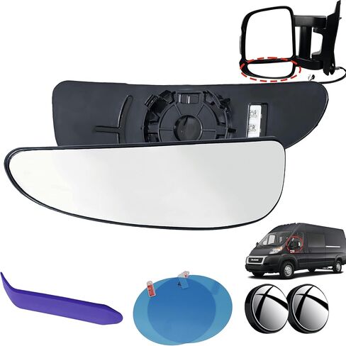 زجاج مرآة جانبية للسائق EAP متوافق مع RAM ProMaster Short Arm 1500 2500 3500 2014-2025، ProMaster EV 2024-2025، ساخن، علوي، 68465086AA، 68465087AA in Kuwait