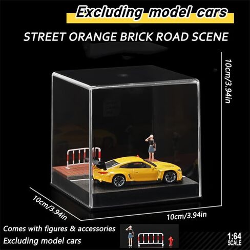 WAVEIST 1/64 Diorama Street Scene with Acrylic Cover,Including A Doll and Other Accessories,Excluded Model Car. (Manhole Cover Railing) in Saudi Arabia