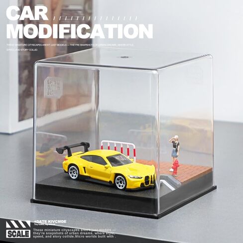 WAVEIST 1/64 Diorama Street Scene with Acrylic Cover,Including A Doll and Other Accessories,Excluded Model Car. (Manhole Cover Railing) in Saudi Arabia
