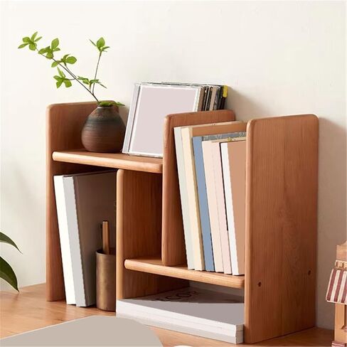 Bookshelf Desk Expandable Storage Rack, Small Wooden Bookshelf for Office Home for Living Room Home Office in Saudi Arabia