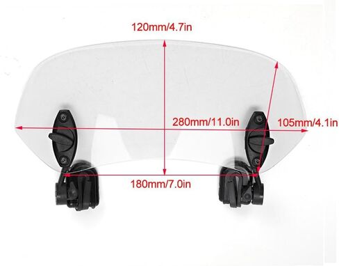 ZPSHYD Motorcycle Windshield Extension Adjustable Clip On Windscreen Wind Deflector Windscreen, Clear Lens, Universal Fit for Most Motorcycles & Scooters in Saudi Arabia