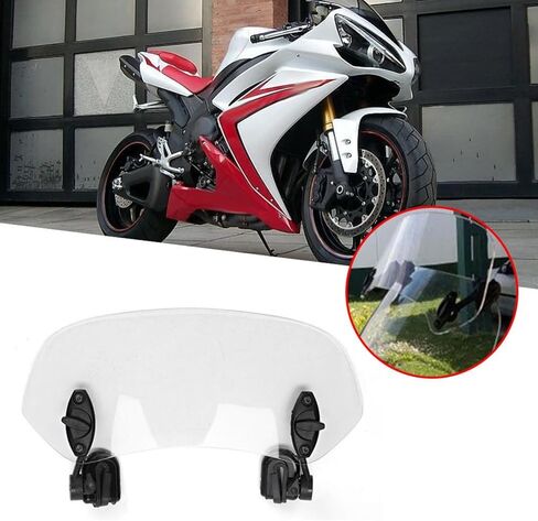 ZPSHYD Motorcycle Windshield Extension Adjustable Clip On Windscreen Wind Deflector Windscreen, Clear Lens, Universal Fit for Most Motorcycles & Scooters in Saudi Arabia