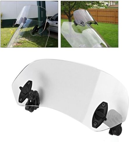 ZPSHYD Motorcycle Windshield Extension Adjustable Clip On Windscreen Wind Deflector Windscreen, Clear Lens, Universal Fit for Most Motorcycles & Scooters in Saudi Arabia