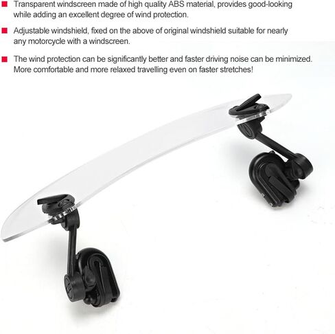 ZPSHYD Motorcycle Windshield Extension Adjustable Clip On Windscreen Wind Deflector Windscreen, Clear Lens, Universal Fit for Most Motorcycles & Scooters in Saudi Arabia