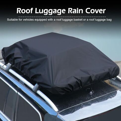 Car Roof Rack Cover, 190cmx145cm Universal Waterproof Sun Protective Silver Coated Fabric with Drawstring, Vehicle Luggage Rack Protector for Cargo (Black) in Kuwait