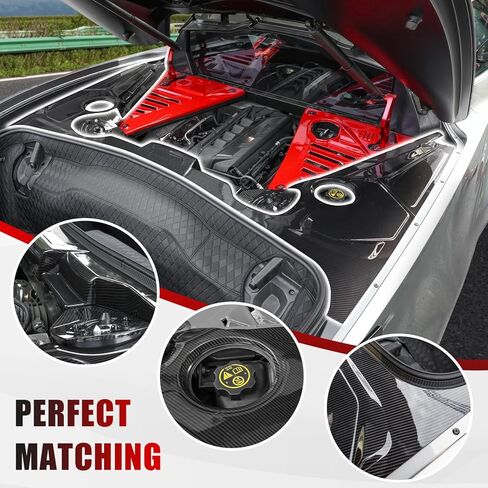 Engine Compartment Decorative Panel Cover Compatible with for 2020-2024 Chevy Corvette C8 Coupe Engine Bay Guard Protector Trim Cover Engine Hood Cover,Red in Kuwait