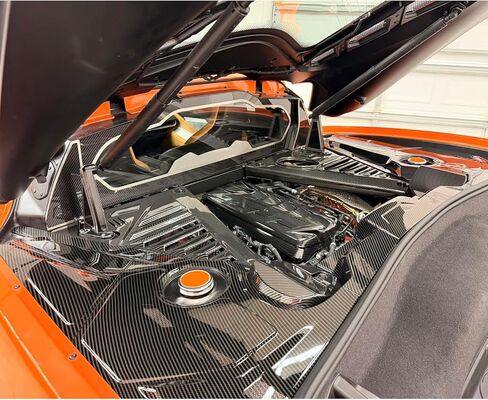 Engine Compartment Decorative Panel Cover Compatible with for 2020-2024 Chevy Corvette C8 Coupe Engine Bay Guard Protector Trim Cover Engine Hood Cover,Red in Kuwait