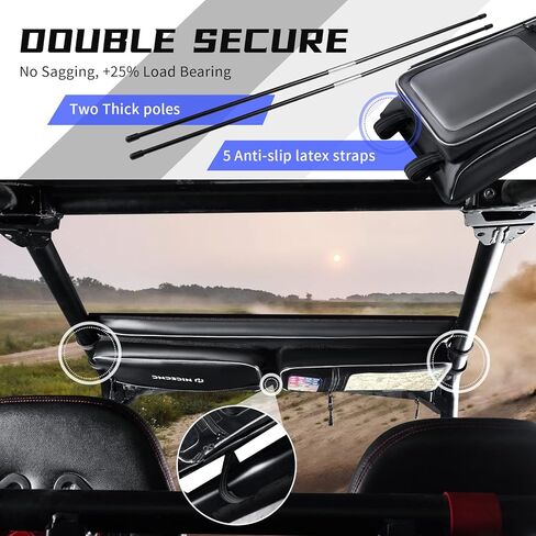 NICECNC UTV Roof Bag, Upgraded PVC Overhead Storage, Multi-Pocket Heavy Duty Water-Repellent Fabric with No Sagging & Wear-Resistant Map Pouch, Compatible with Polaris RZR XP 1000/S 4 Turbo 2014-2024 in Kuwait