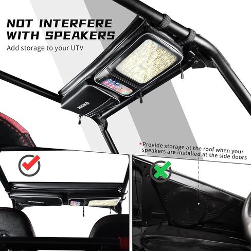 NICECNC UTV Roof Bag, Upgraded PVC Overhead Storage, Multi-Pocket Heavy Duty Water-Repellent Fabric with No Sagging & Wear-Resistant Map Pouch, Compatible with Polaris RZR XP 1000/S 4 Turbo 2014-2024 in Kuwait