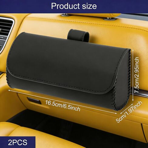 2 Pack Sunglasses Case for Car Sun Visor,Visor Sunglasses Holder with Magnetic Closure, Auto Eyeglasses Protective Storage Box,Sunglass Holders Glasses Case Leather for Car, Trucks,Vehicle ,SUV in Saudi Arabia