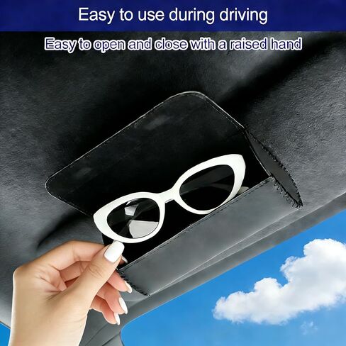 2 Pack Sunglasses Case for Car Sun Visor,Visor Sunglasses Holder with Magnetic Closure, Auto Eyeglasses Protective Storage Box,Sunglass Holders Glasses Case Leather for Car, Trucks,Vehicle ,SUV in Saudi Arabia