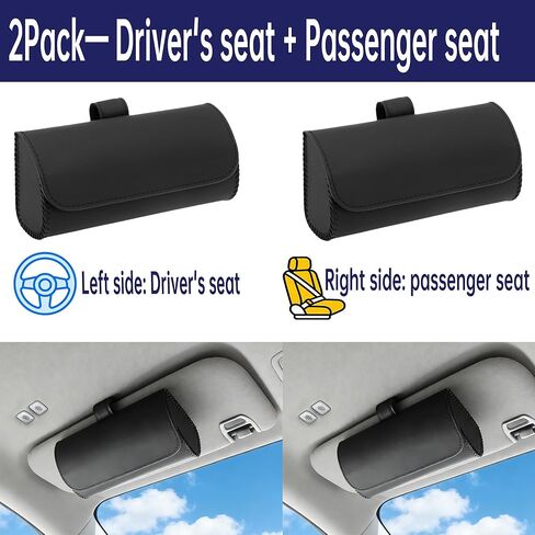 2 Pack Sunglasses Case for Car Sun Visor,Visor Sunglasses Holder with Magnetic Closure, Auto Eyeglasses Protective Storage Box,Sunglass Holders Glasses Case Leather for Car, Trucks,Vehicle ,SUV in Saudi Arabia